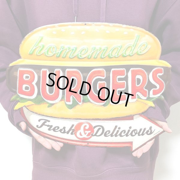 画像5: ブリキ看板 ハンバーガー アンティーク かわいい BURGERS アメリカン ビンテージ 壁掛け プレート 壁飾り 雑貨 大きい インテリア 可愛い サーファー カフェ 店舗 (5)