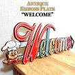 画像1: ブリキ看板 かわいい アンティーク welcome arrow 壁掛け ビンテージ アメリカン プレート 壁飾り 雑貨 大きい インテリア 可愛い サーファー カフェ 店舗  (1)