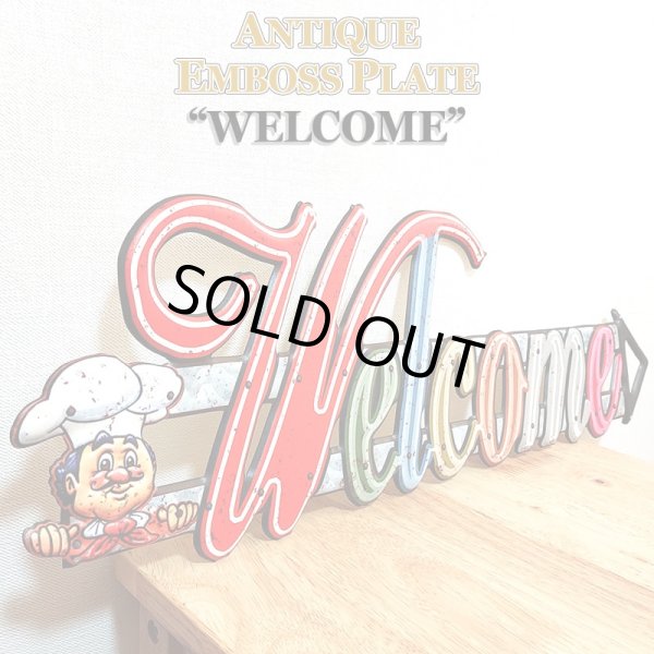 画像1: ブリキ看板 かわいい アンティーク welcome arrow 壁掛け ビンテージ アメリカン プレート 壁飾り 雑貨 大きい インテリア 可愛い サーファー カフェ 店舗  (1)