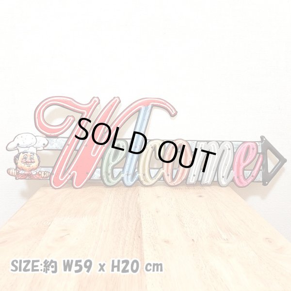 画像2: ブリキ看板 かわいい アンティーク welcome arrow 壁掛け ビンテージ アメリカン プレート 壁飾り 雑貨 大きい インテリア 可愛い サーファー カフェ 店舗  (2)