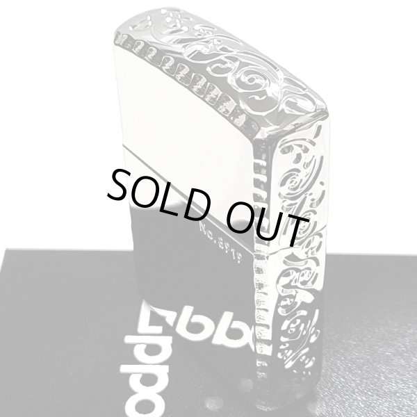 画像9: ZIPPO アーマー 限定 ３面彫刻 アラベスク 鏡面プラチナ シルバー ジッポ ライター かっこいい シリアルNo刻印 コーナーリューター 重厚 メンズ (9)