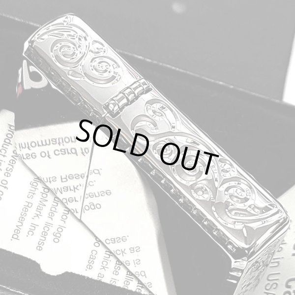 画像5: ZIPPO アーマー 限定 ３面彫刻 アラベスク 鏡面プラチナ シルバー ジッポ ライター かっこいい シリアルNo刻印 コーナーリューター 重厚 メンズ (5)