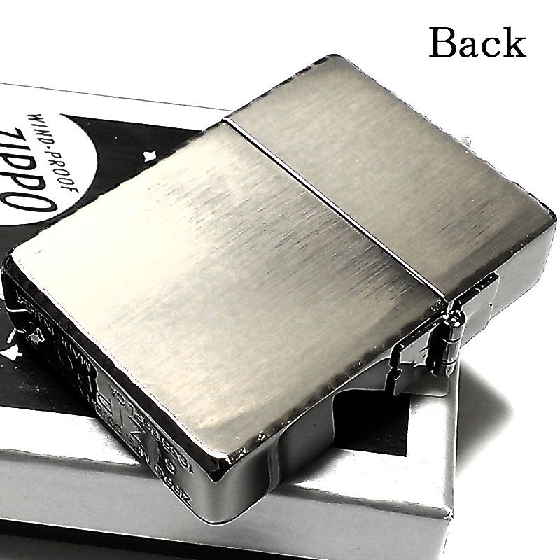 Zippo 1935 復刻レプリカ ジッポ かっこいい ライター サイドブラック ロゴデザイン リューターカット 角型 シルバーサテン ブラック 黒銀 おしゃれ メンズ ギフト